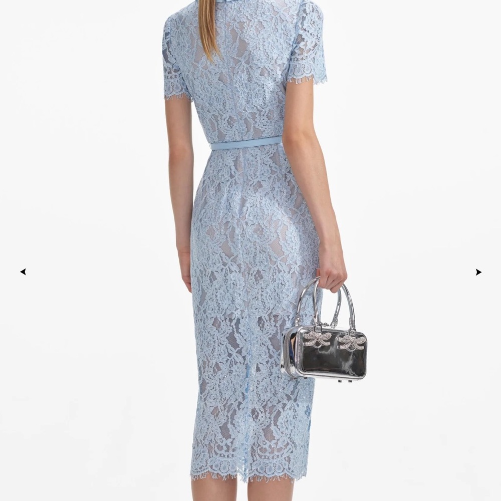 Self-Portrait Light Blue Lace Midi Dress size 8 - Picture 3 of 10